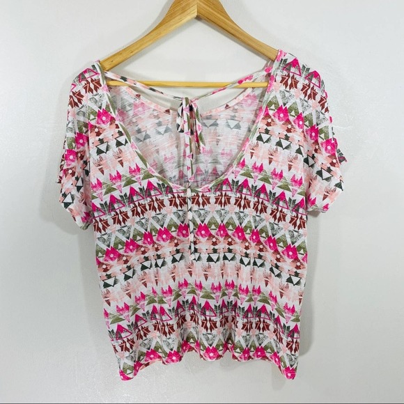 Bethany Mota Aeropostale Short Sleeve Tee Medium geometric tie back keyhole - Picture 3 of 5